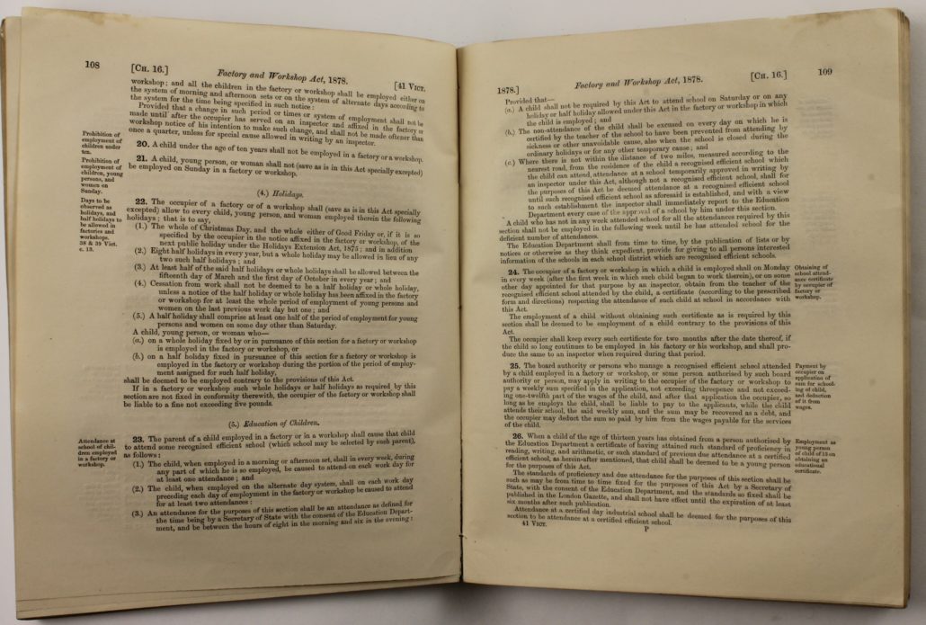 Rights of Children - Factory Act 1878 page 108