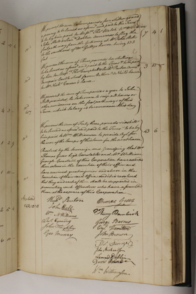 Entry for 1-8-1792 in the Entry 15-11-1784 in the Armagh Corporation Pipe Water Book