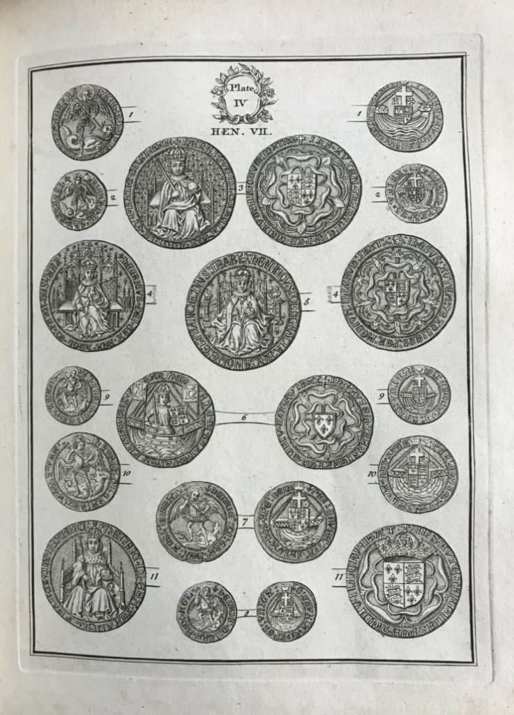 Table of coins from Henry VII era from Tables of English Silver and Gold Coins