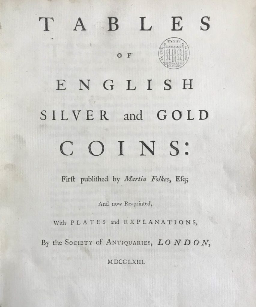 Title page of Tables of English Silver and Gold Coins