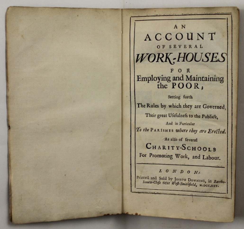 Title page of An Account of Several Work – Houses for Employing and Maintaining the Poor […]